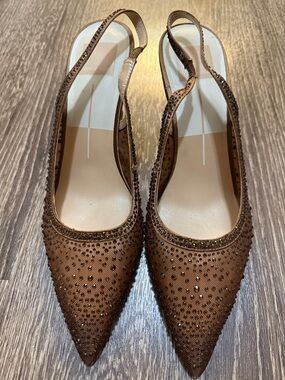 Dolce Vita Brown Pointed Toe Mesh Slingback Pumps